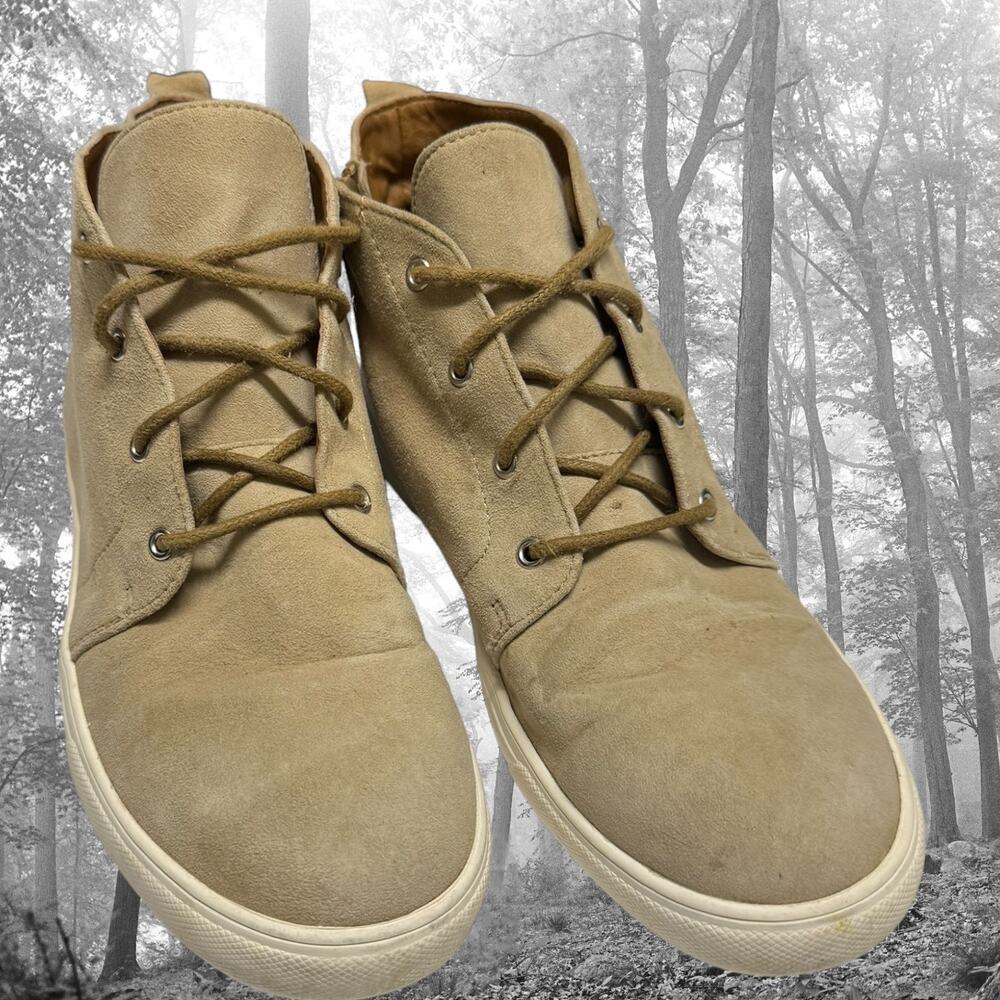 Susina Womens Ankle Boots Sz 7.5 M Beige Suede Leather Laceâ Up Sneakers